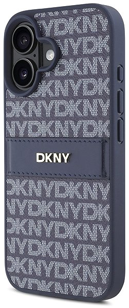 Handyhülle DKNY PU Leather Repeat Pattern Tonal Stripe Back Cover für iPhone 16 Blue ...