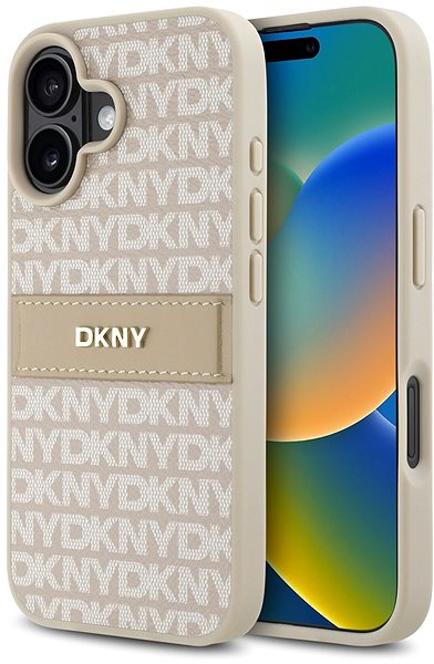 Handyhülle DKNY PU Leather Repeat Pattern Tonal Stripe Back Cover für iPhone 16 Pink ...