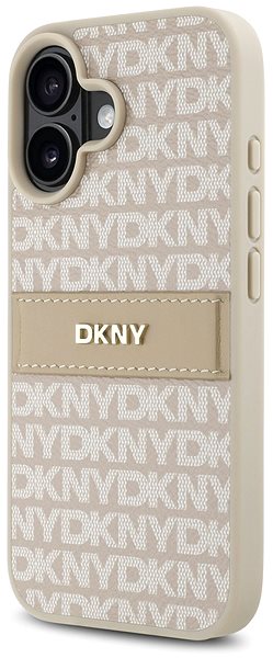 Handyhülle DKNY PU Leather Repeat Pattern Tonal Stripe Back Cover für iPhone 16 Pink ...