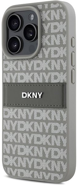 Handyhülle DKNY PU Leather Repeat Pattern Tonal Stripe Rückabdeckung für iPhone 16 Pro Max Beige ...