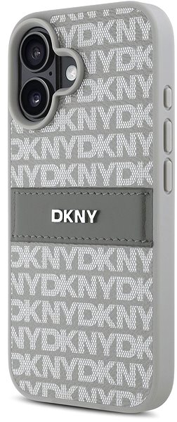 Handyhülle DKNY PU Leather Repeat Pattern Tonal Stripe Rückabdeckung für iPhone 16 Beige ...