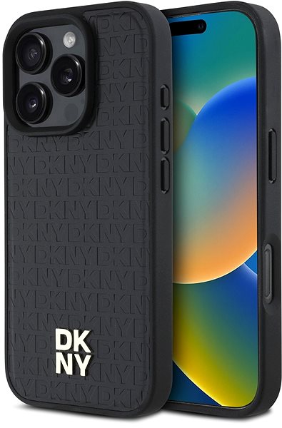 Kryt na mobil DKNY PU Leather Repeat Pattern Stack Logo MagSafe Zadný Kryt na iPhone 16 Pro Black ...