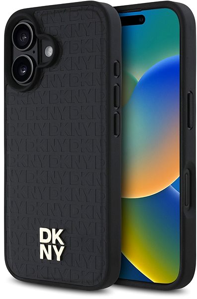 Kryt na mobil DKNY PU Leather Repeat Pattern Stack Logo MagSafe Zadný Kryt na iPhone 16 Black ...