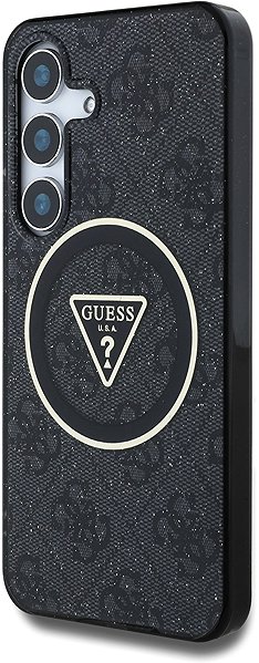 Handyhülle Guess IML 4G Glitter and Triangle Logo MagSafe Back Cover für Samsung Galaxy S25 Black ...