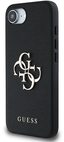 Handyhülle Guess PU Grained 4G Metal Logo Rückseitenhülle für iPhone 16e/17e Black ...