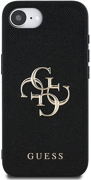 Handyhülle Guess PU Grained 4G Metal Logo Rückseitenhülle für iPhone 16e/17e Black ...