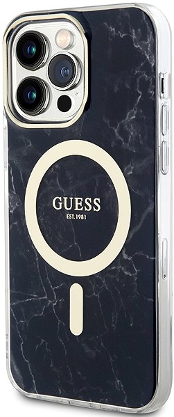 Telefon tok Guess IML Marble iPhone 13 Pro Max fekete MagSafe tok ...