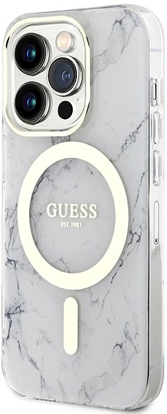Handyhülle Guess IML Marble MagSafe Rückseiten-Hülle für iPhone 13 Pro White ...