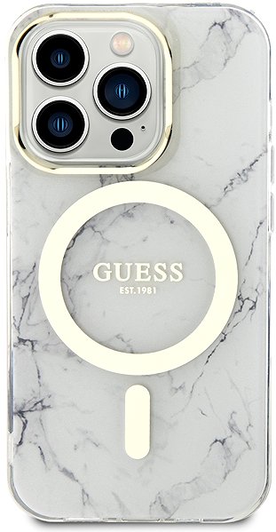 Handyhülle Guess IML Marble MagSafe Rückseiten-Hülle für iPhone 13 Pro White ...