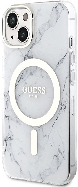 Telefon tok Guess IML Marble MagSafe iPhone 13 fehér tok ...