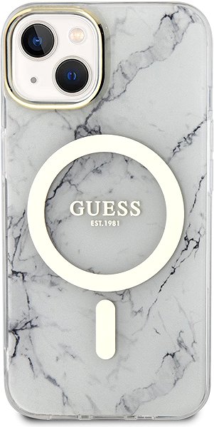 Telefon tok Guess IML Marble MagSafe iPhone 13 fehér tok ...