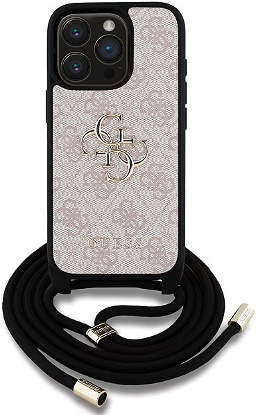 Telefon tok Guess PU 4G Metal Logo Crossbody iPhone 15 Pro rózsaszín tok ...
