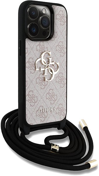 Telefon tok Guess PU 4G Metal Logo Crossbody iPhone 15 Pro rózsaszín tok ...
