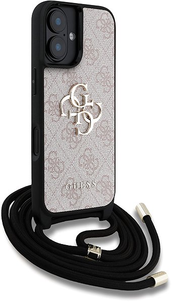 Handyhülle Guess PU 4G Metal Logo Crossbody Strap Rückseiten-Hüller für iPhone 16 Pink ...