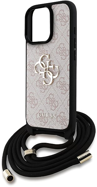 Handyhülle Guess PU 4G Metall Logo Crossbody Strap Rückseiten-Hülle für iPhone 16 Pro Pink ...