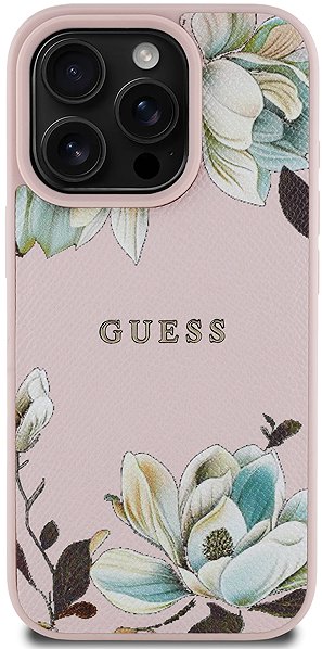Handyhülle Guess PU Grained Magnolia MagSafe Rückseiten-Hülle für iPhone 16 Pro Pink ...