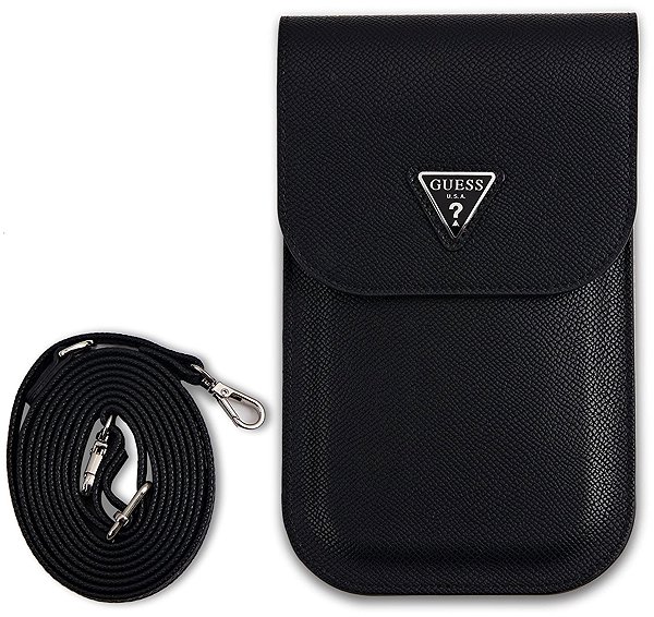 Puzdro na mobil Guess PU Grained Triangle Logo Taška na Telefón Black ...