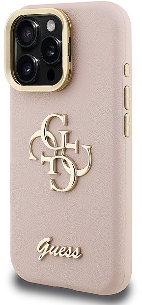 Handyhülle Guess PU Grained 4G Logo Stand Camera Frame Rückseiten-Hülle für iPhone 16 Pro Max Pink ...