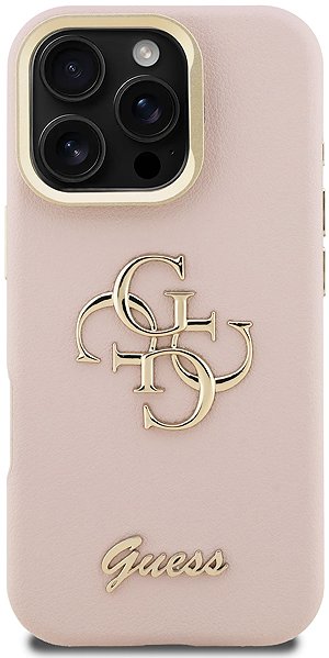 Handyhülle Guess PU Grained 4G Logo Stand Camera Frame Rückseiten-Hülle für iPhone 16 Pro Max Pink ...