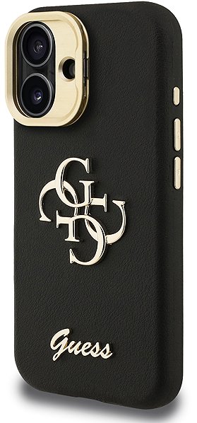 Handyhülle Guess PU Grained 4G Logo Stand Camera Frame Rückseiten-Hülle für iPhone 16 Black ...