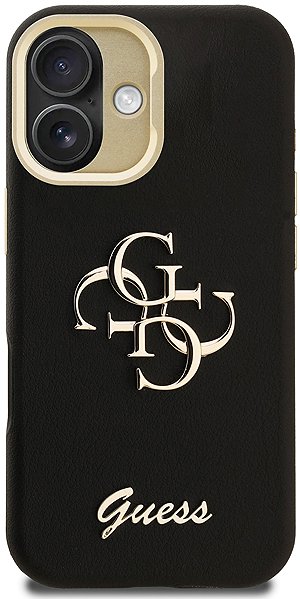 Handyhülle Guess PU Grained 4G Logo Stand Camera Frame Rückseiten-Hülle für iPhone 16 Black ...
