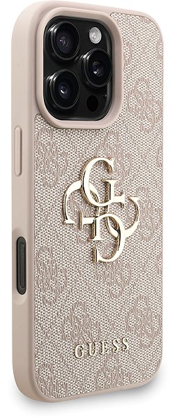 Handyhülle Guess PU 4G Metall Logo Strap Back Cover für das iPhone 16 Pro Pink ...
