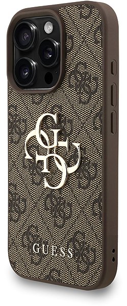 Handyhülle Guess PU 4G Metal Logo Strap Back Cover für das iPhone 16 Pro Brown ...