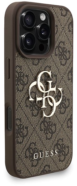 Handyhülle Guess PU 4G Metal Logo Strap Back Cover für das iPhone 16 Pro Brown ...