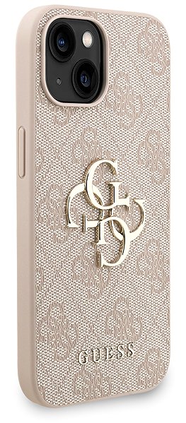 Handyhülle Guess PU 4G Metal Logo Strap Back Cover für das iPhone 15 Pink ...