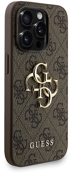 Handyhülle Guess PU 4G Metal Logo Strap Back Cover für das  iPhone 15 Pro Max Brown ...