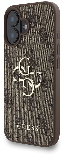 Handyhülle Guess PU 4G Metal Logo Strap Back Cover für das iPhone 16 Brown ...