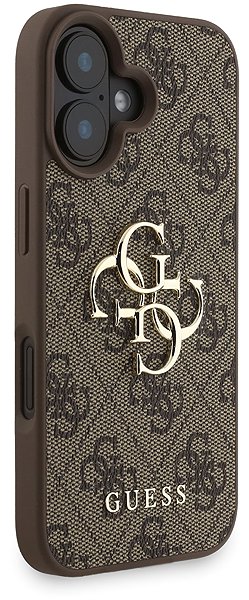 Handyhülle Guess PU 4G Metal Logo Strap Back Cover für das iPhone 16 Brown ...