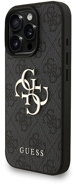 Handyhülle Guess PU 4G Metal Logo Strap Back Cover für das iPhone 16 Pro Max Black ...