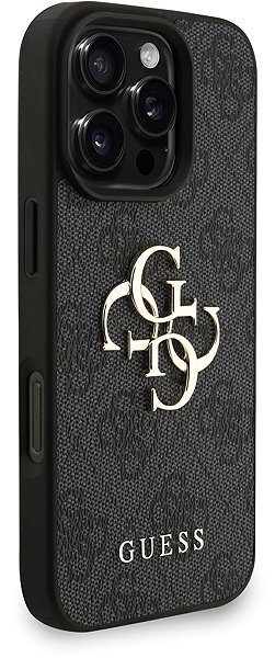 Handyhülle Guess PU 4G Metal Logo Strap Back Cover für das iPhone 16 Pro Max Black ...