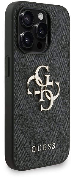 Handyhülle Guess PU 4G Metal Logo Strap Back Cover für das iPhone 15 Pro Black ...