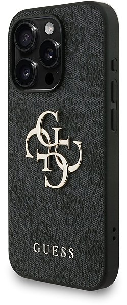 Handyhülle Guess PU 4G Metal Logo Strap Back Cover für das iPhone 15 Pro Max Black ...