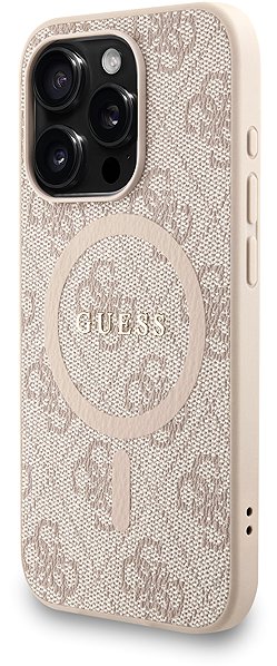 Handyhülle Guess PU Leather 4G Colored Ring Strap MagSafe Back Cover für das iPhone 15 Pro Pink ...