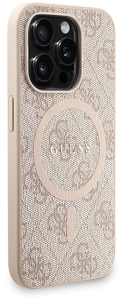Handyhülle Guess PU Leather 4G Colored Ring Strap MagSafe Back Cover für das iPhone 15 Pro Pink ...