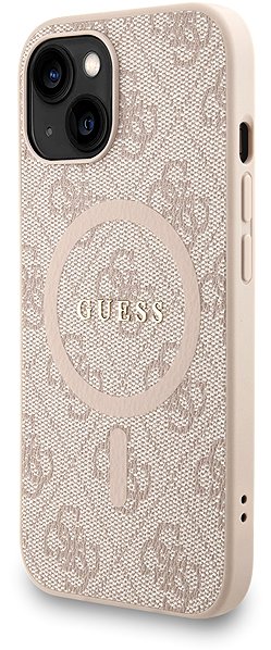 Handyhülle Guess PU Leather 4G Colored Ring Strap MagSafe Back Cover für das iPhone 15 Pink ...