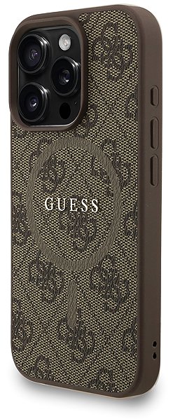 Handyhülle Guess PU Leather 4G Colored Ring Strap MagSafe Back Cover für das iPhone 16 Pro Max Brown ...