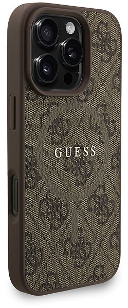 Handyhülle Guess PU Leather 4G Colored Ring Strap MagSafe Back Cover für das iPhone 16 Pro Max Brown ...