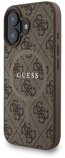 Handyhülle Guess PU Leather 4G Colored Ring Strap MagSafe Back Cover für das iPhone 16 Brown ...