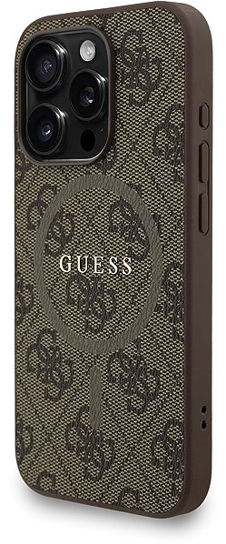 Handyhülle Guess PU Leather 4G Colored Ring Strap MagSafe Back Cover für das iPhone 15 Pro Brown ...