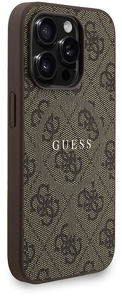 Handyhülle Guess PU Leather 4G Colored Ring Strap MagSafe Back Cover für das iPhone 15 Pro Brown ...