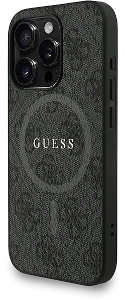 Handyhülle Guess PU Leather 4G Colored Ring Strap MagSafe Back Cover für das iPhone 15 Pro Max Black ...