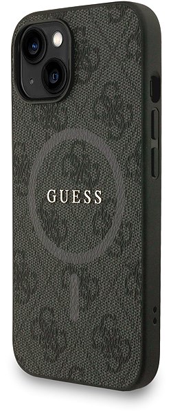 Handyhülle Guess PU Leather 4G Colored Ring Strap MagSafe Back Cover für das iPhone 13 Black ...