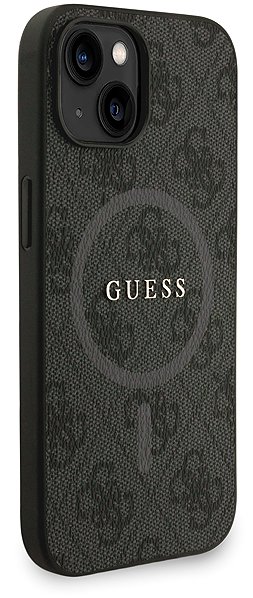 Handyhülle Guess PU Leather 4G Colored Ring Strap MagSafe Back Cover für das iPhone 14 Black ...