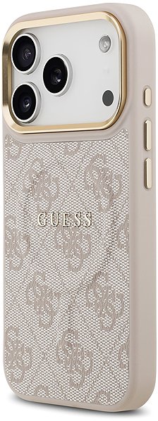Handyhülle Guess PU Leather 4G Gold Frame MagSafe Back Cover für iPhone 17 Pro Pink ...