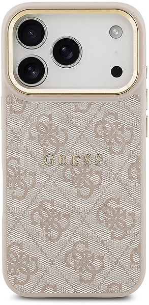 Handyhülle Guess PU Leather 4G Gold Frame MagSafe Back Cover für iPhone 17 Pro Pink ...