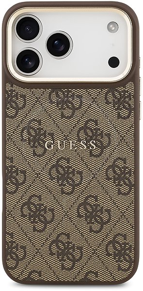 Handyhülle Guess PU Leather 4G Gold Frame MagSafe Back Cover für iPhone 17 Pro Max Brown ...